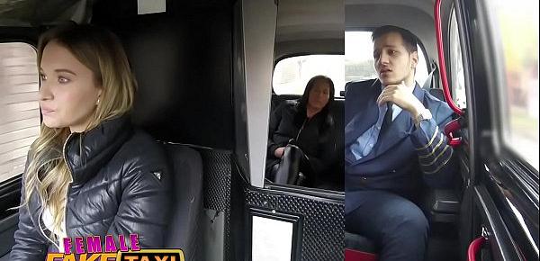  Female Fake Taxi Pilot delivers facial after landing his cock in Euro pussy